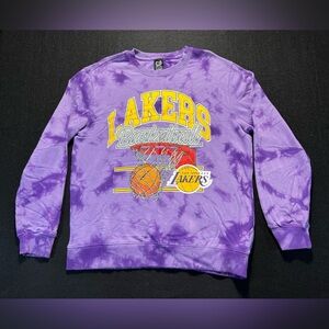 Ultra Game Lakers Sweatshirt Large Purple Tie Dye Crewneck NBA Pullover